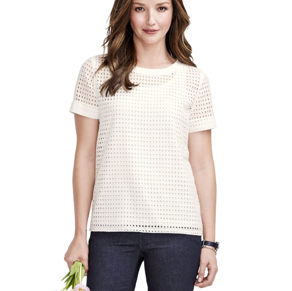 Johnston and Murphy light pink eyelet blouse